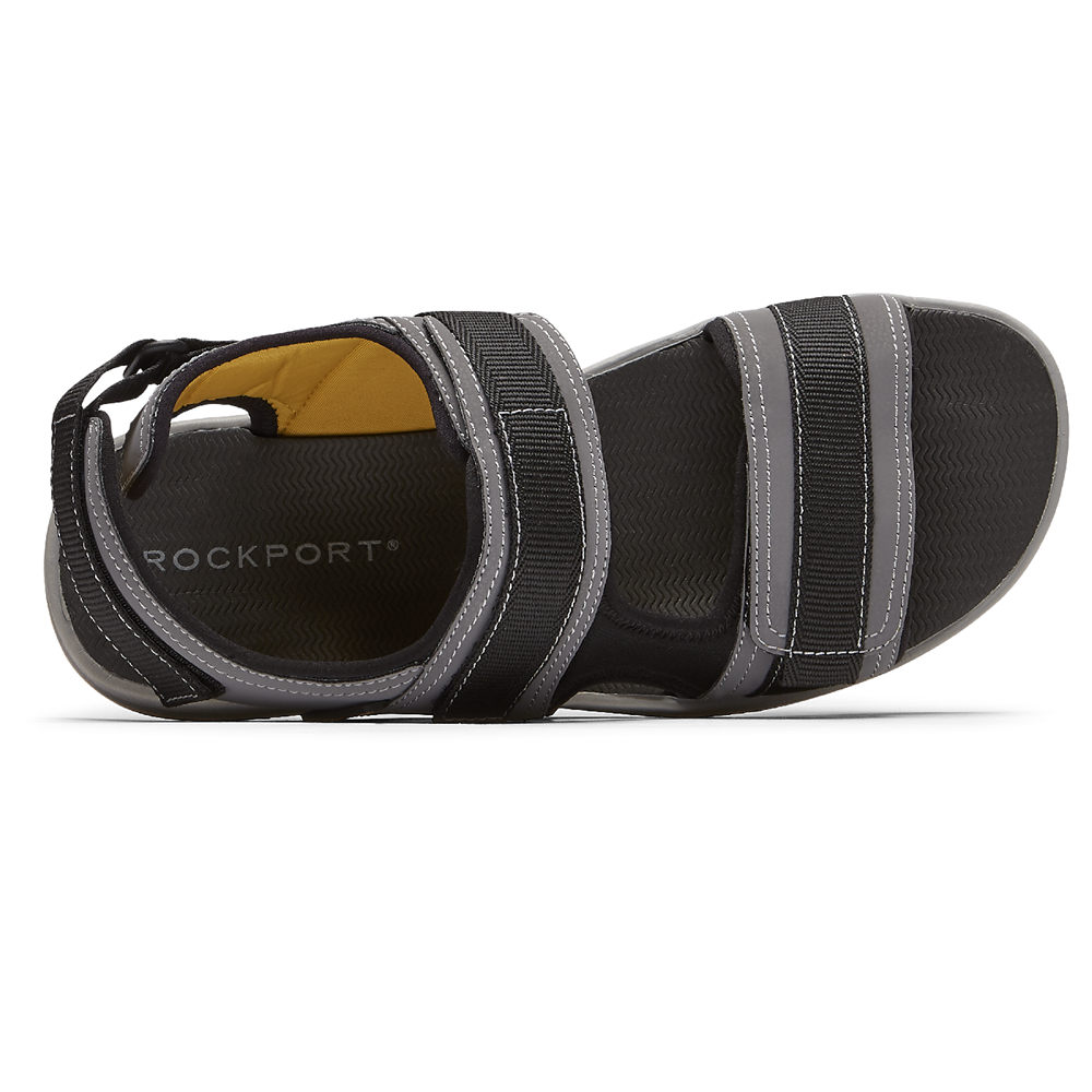 Sandalias Rockport Hombre Mexico - Lucky Bay Sport 3 Strap Grises - UASCB4516